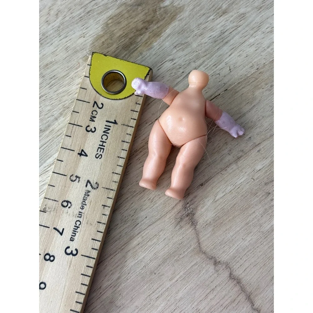 Miniature Plastic Doll Body Peach Purple Gloved Hands 2 Inch DIY OOAK Repair